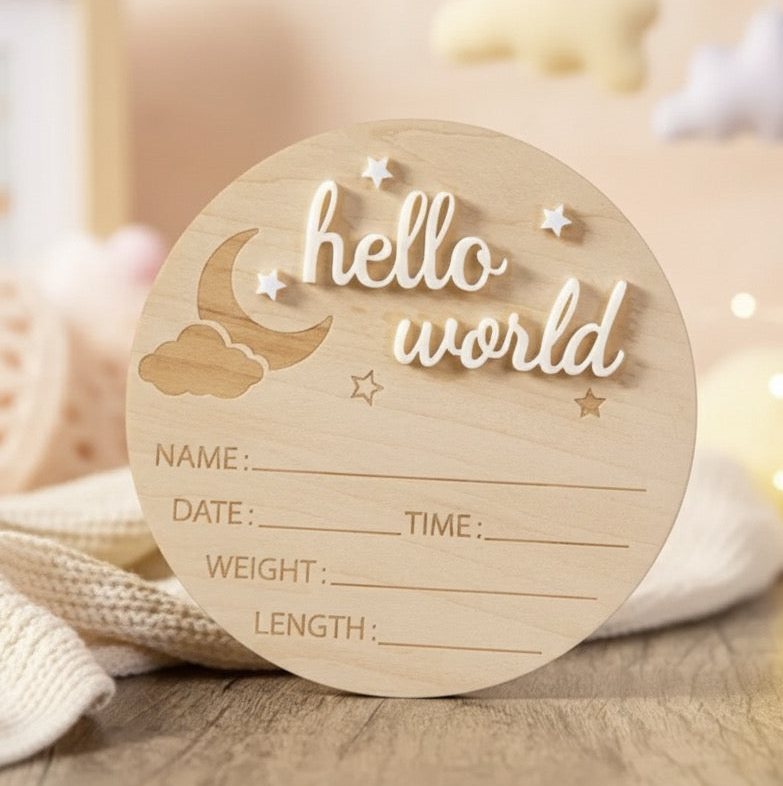 Hello World Birth Announcement Plaque