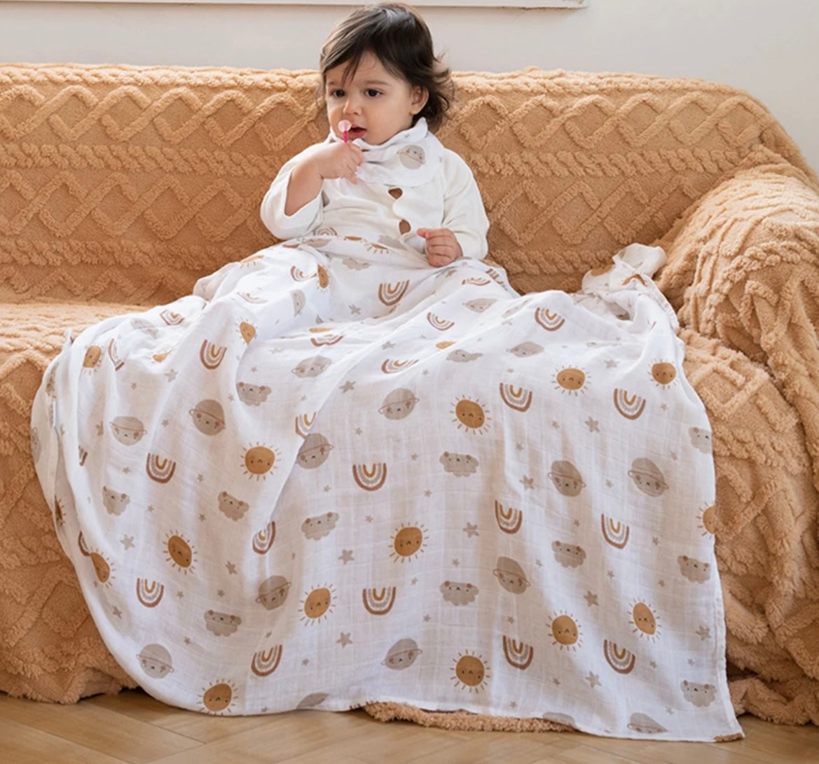 Sunny Orbit Multi-Purpose Muslin Swaddle Blanket